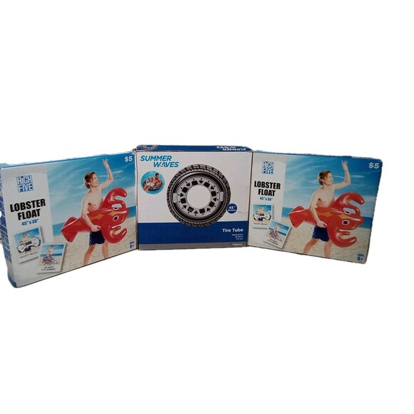 Set Of Three Pool Floats 45 Inch‎ Tire Tube/(2) 45x36 Inch Lobster Float - Picture 1 of 11